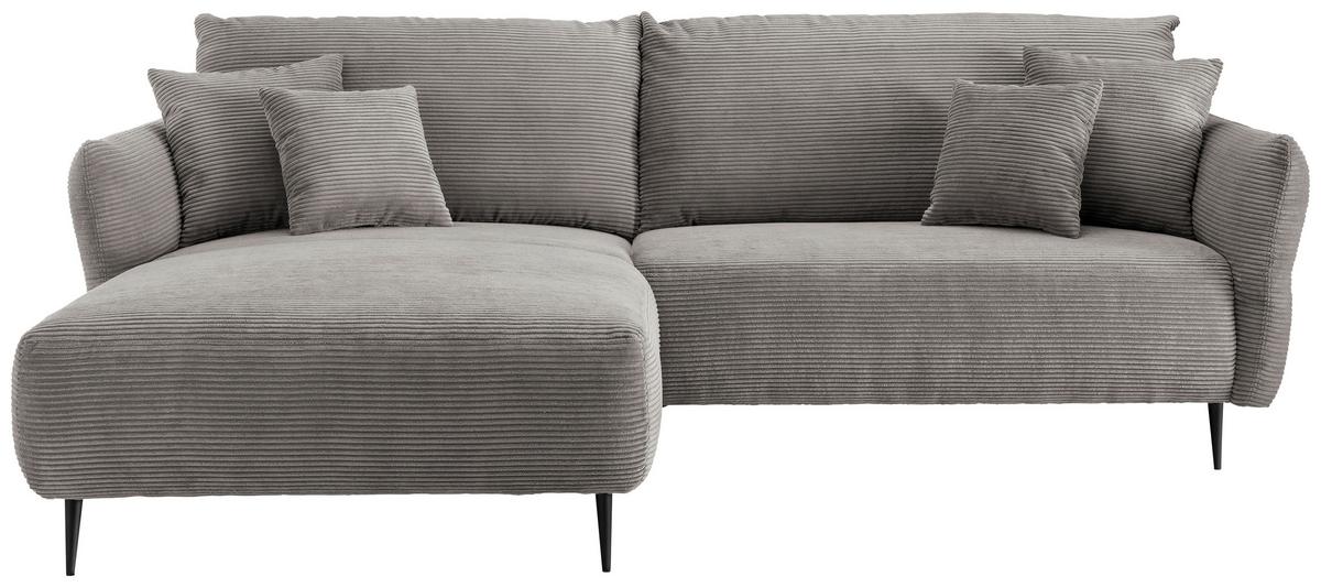 Ecksofa Vanilla Graubraun S: 178/264-302 cm - Graubraun/Schwarz, Design, Textil (178/264-302cm) - Livetastic