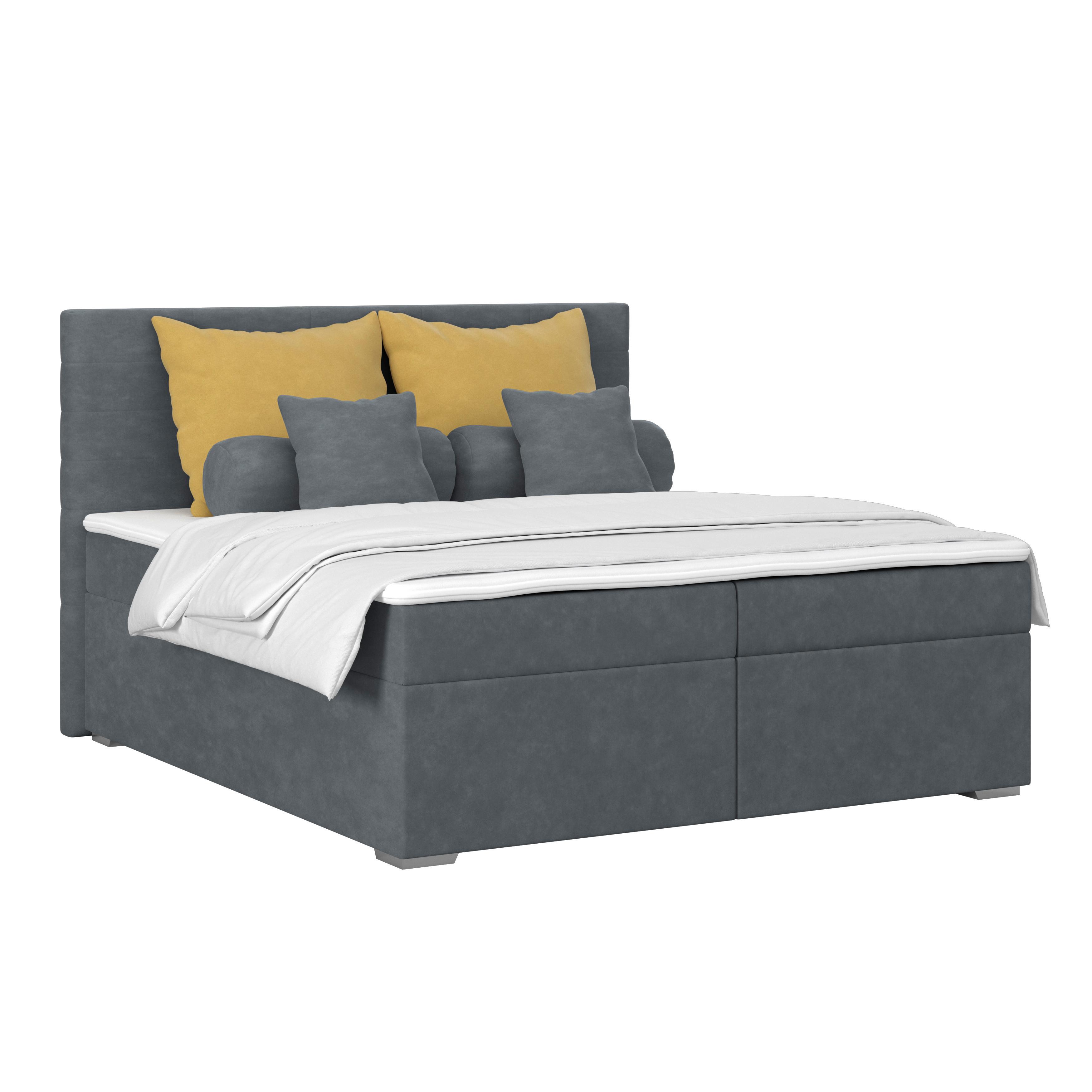 Polsterbett mit Bettkasten 160x200 Adria Graublau