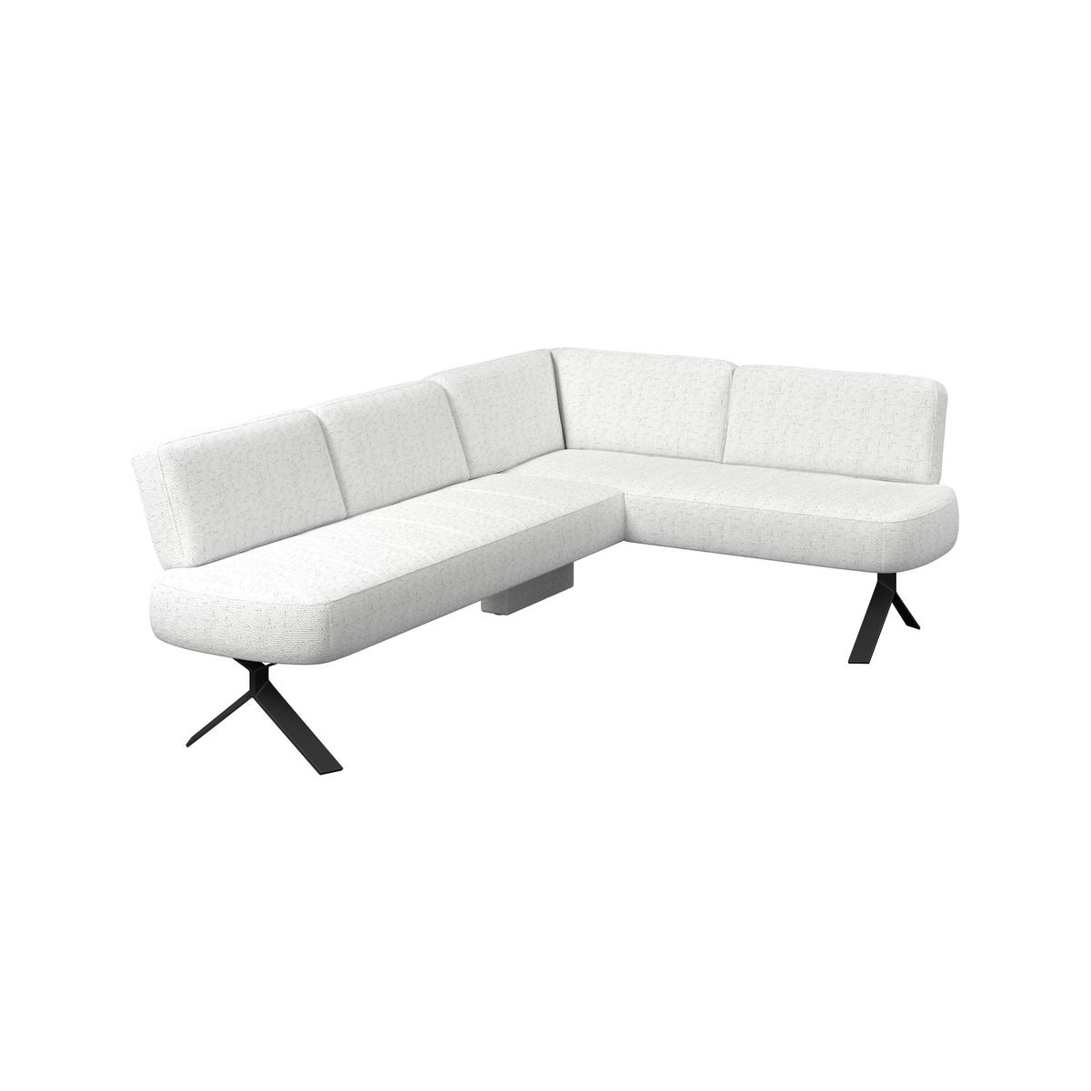 Eckbank weiß/Metallbeine Ulmo 248x176 cm - Schwarz/Weiß, MODERN, Textil/Metall (248/176cm)