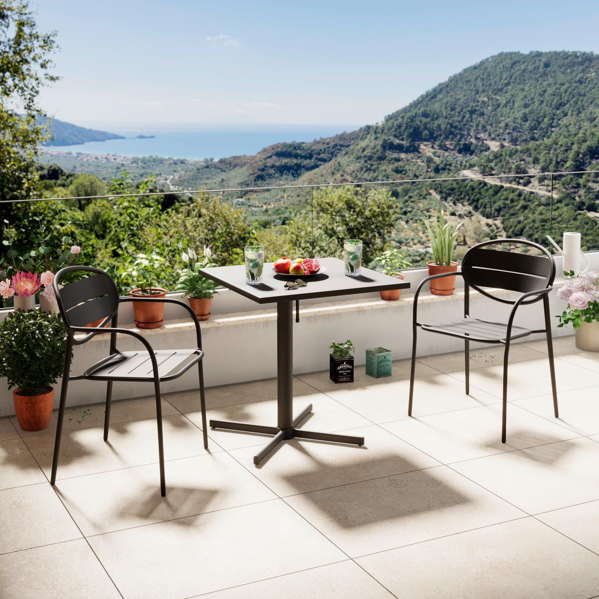 Gartentisch -Klapptisch Rom - Anthrazit, MODERN, Metall (70/72/70cm) - Beldano