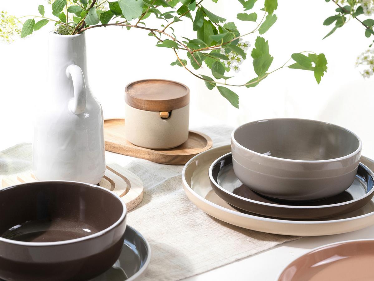 Kombiservice 16-Tlg. Keramik, Beige,hellbraun - Hellbraun/Beige, Basics, Keramik - Creatable