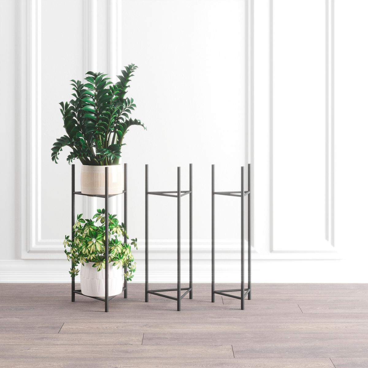 Blumenständer Aluminium Sch - Schwarz, Basics, Metall (23/75/23cm)