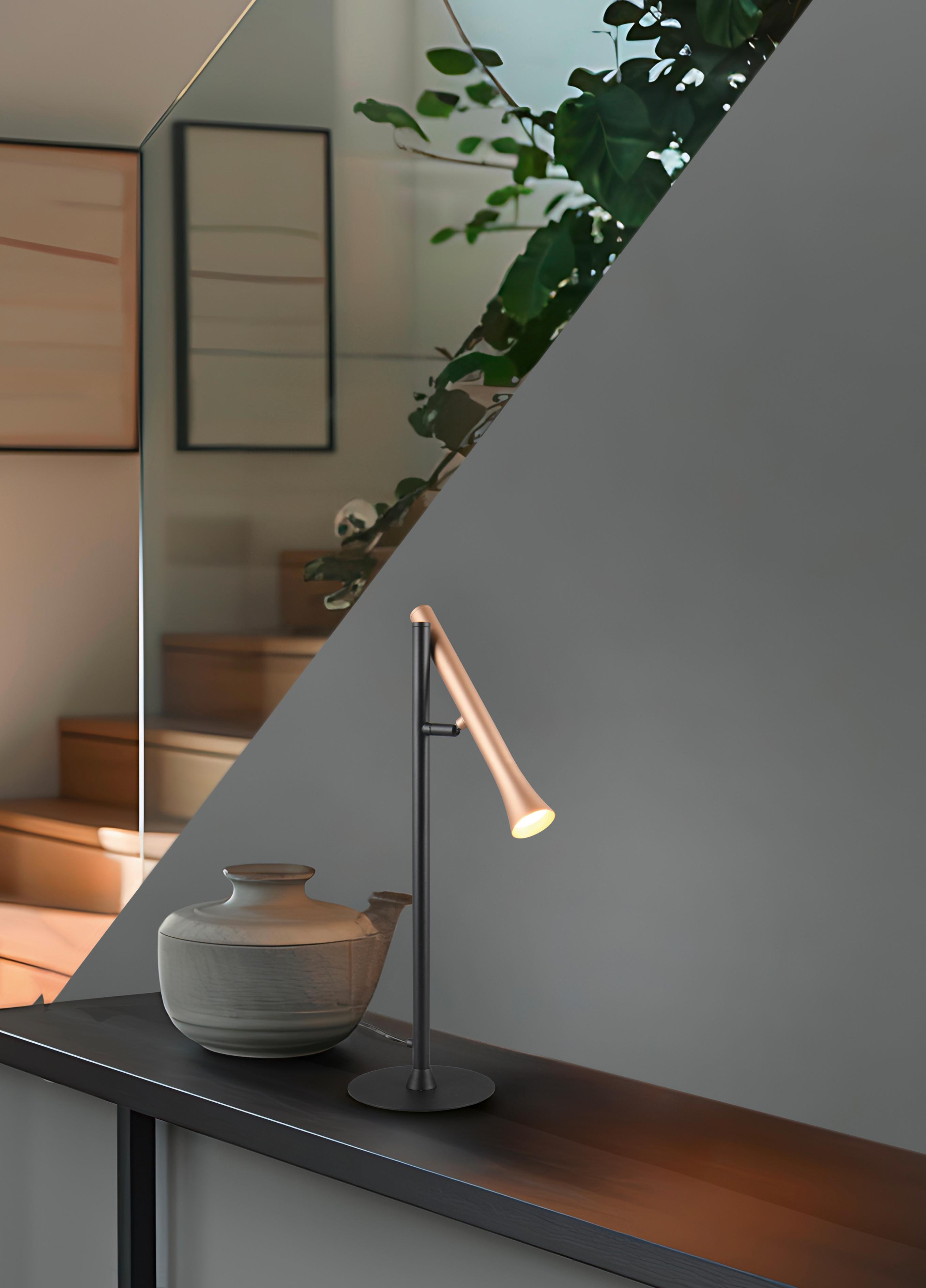 LED-Tischleuchte 552010165 Fiato - Schwarz/Braun, Design, Metall (16/53cm) - Trio Leuchten
