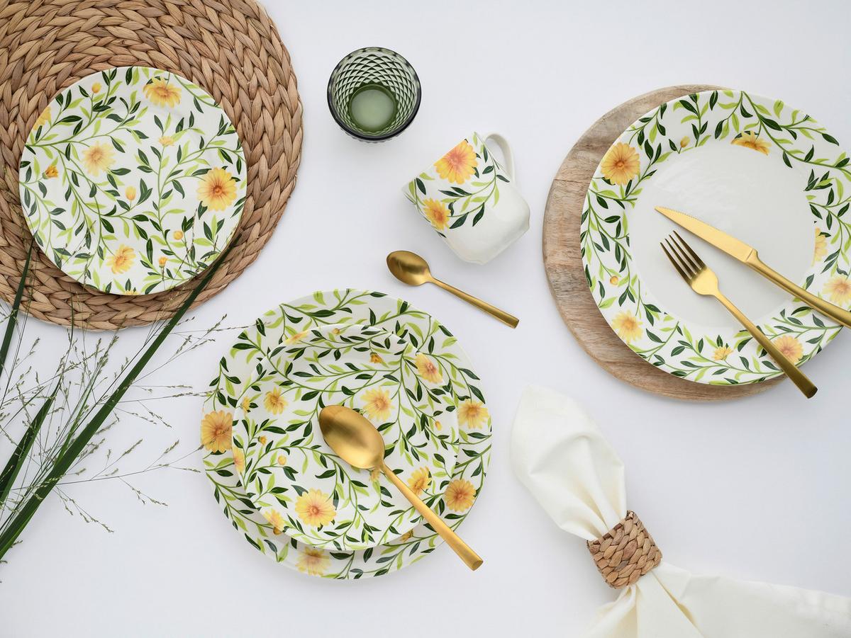 Kombiservice Amarilla 16--Teilig., Grün, Weiß - Weiß/Grün, Basics, Keramik - Creatable