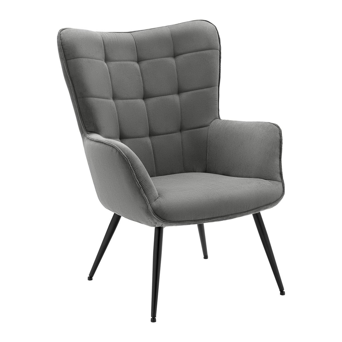 Kreslo GUNVOR - čierna/sivá, Modern, kov/drevo (73/97/79cm) - Mömax