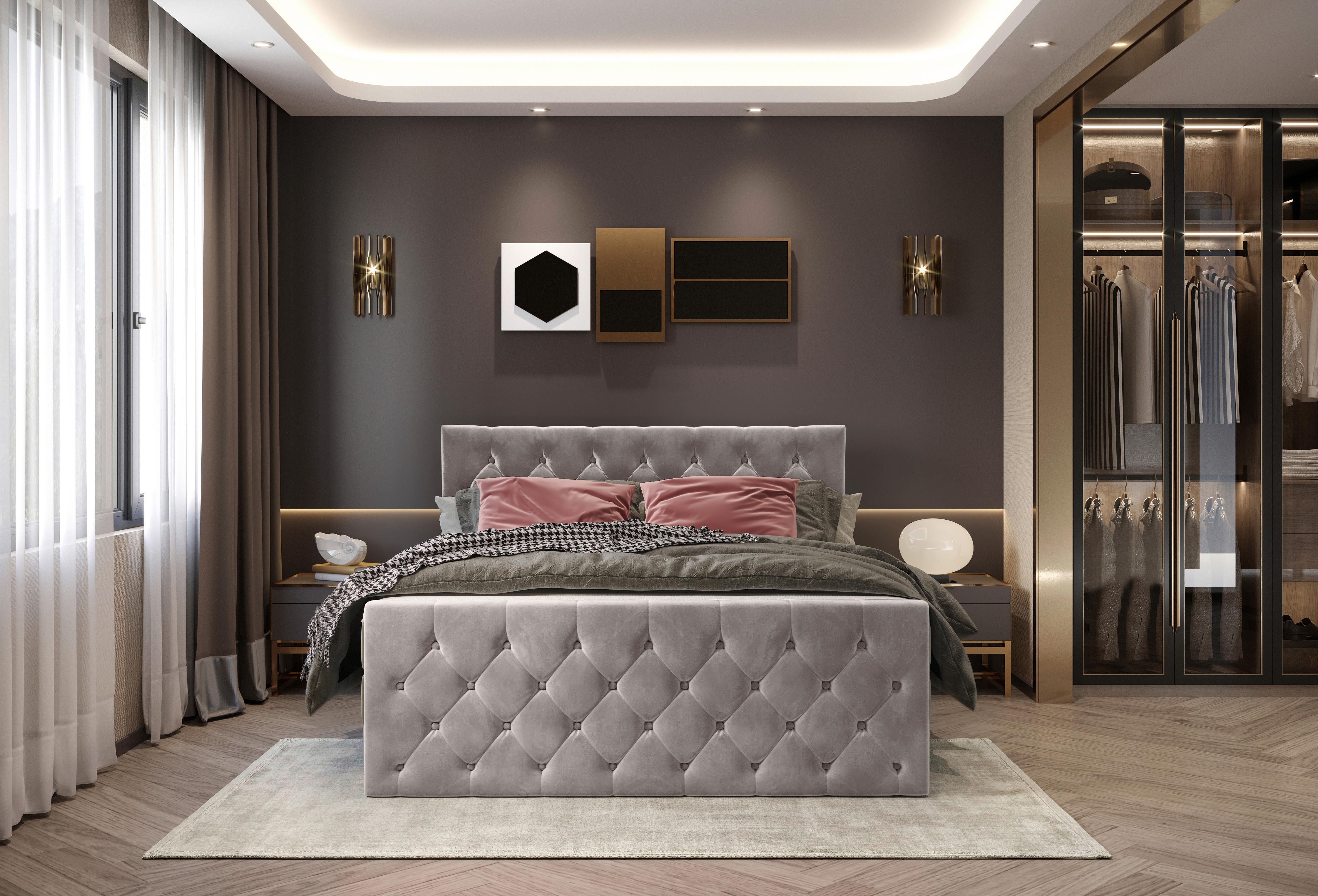 Boxspringbett Swing 2 Beige 180x200 cm H3 - Beige/Schwarz, ROMANTIK / LANDHAUS, Textil (184/121/236cm) - James Wood