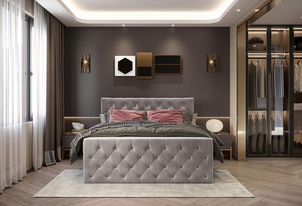 Boxspringbett Swing 2 Beige 180x200 cm H2 - Beige/Schwarz, ROMANTIK / LANDHAUS, Textil (180/200cm) - James Wood
