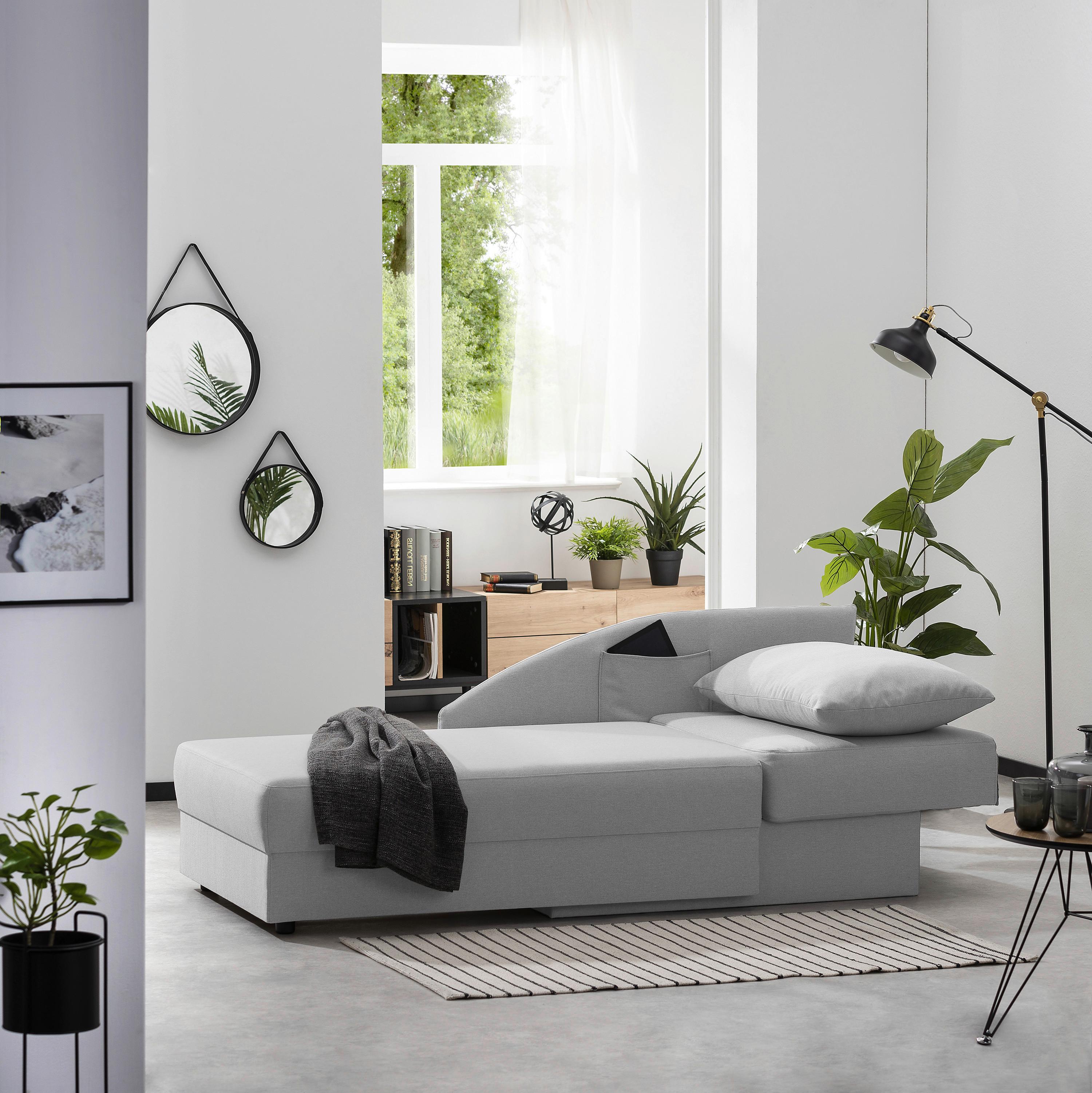 Recamiere Tobi L: 154cm Links Hellgrau Mit Bettkasten - Hellgrau, Design, Textil (154/86/93cm) - Max Winzer