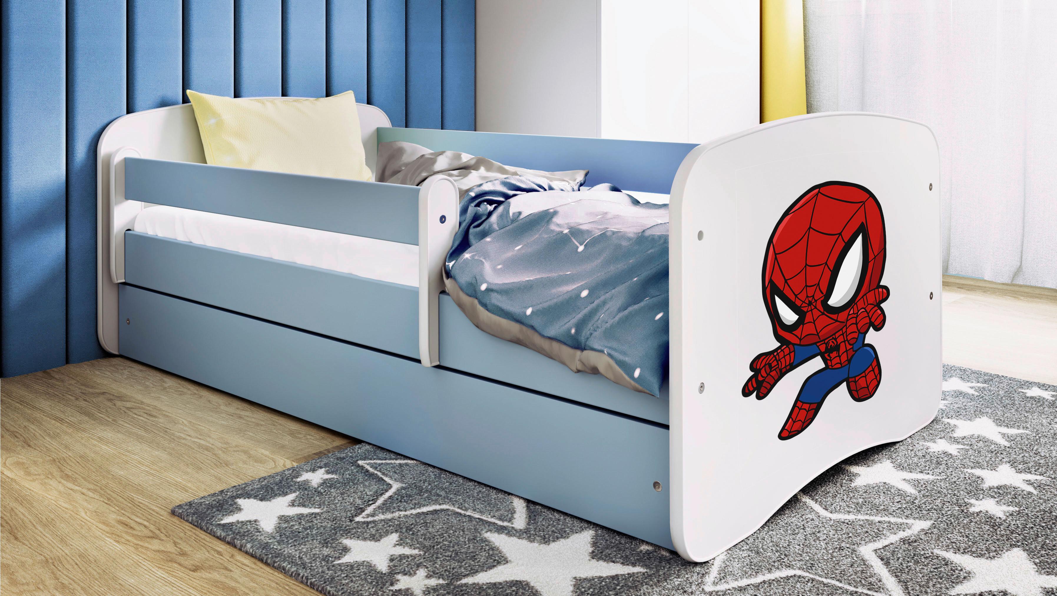 Kinder-/Juniorbett Babydreams Blau/Weiß B: 80cm - Blau/Birkefarben, MODERN, Holz/Holzwerkstoff (80/160cm) - MID.YOU