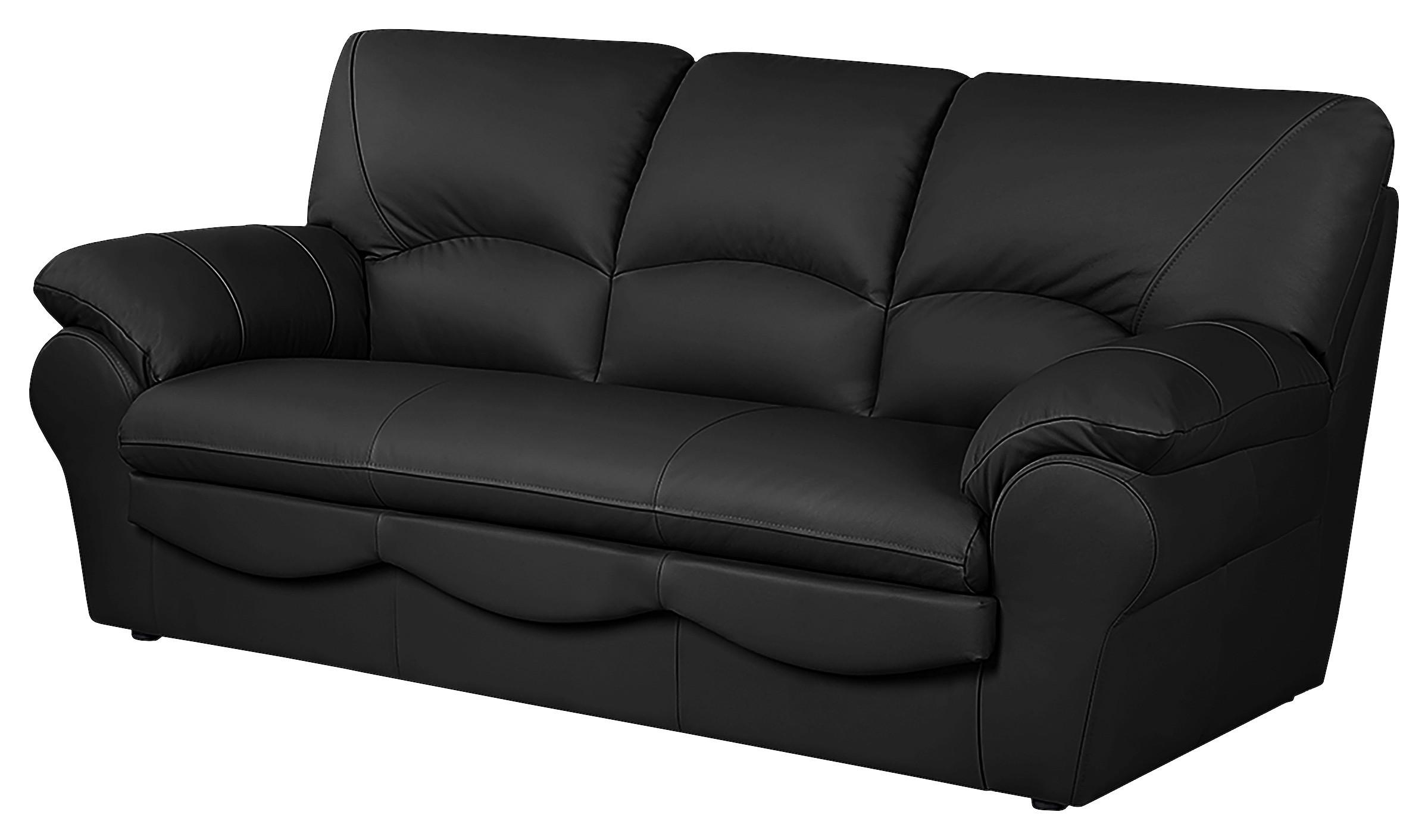 3-Sitzer-Sofa Oslo Schwarz B: 205 cm - Schwarz, Design, Leder (205/92/85cm) - Livetastic