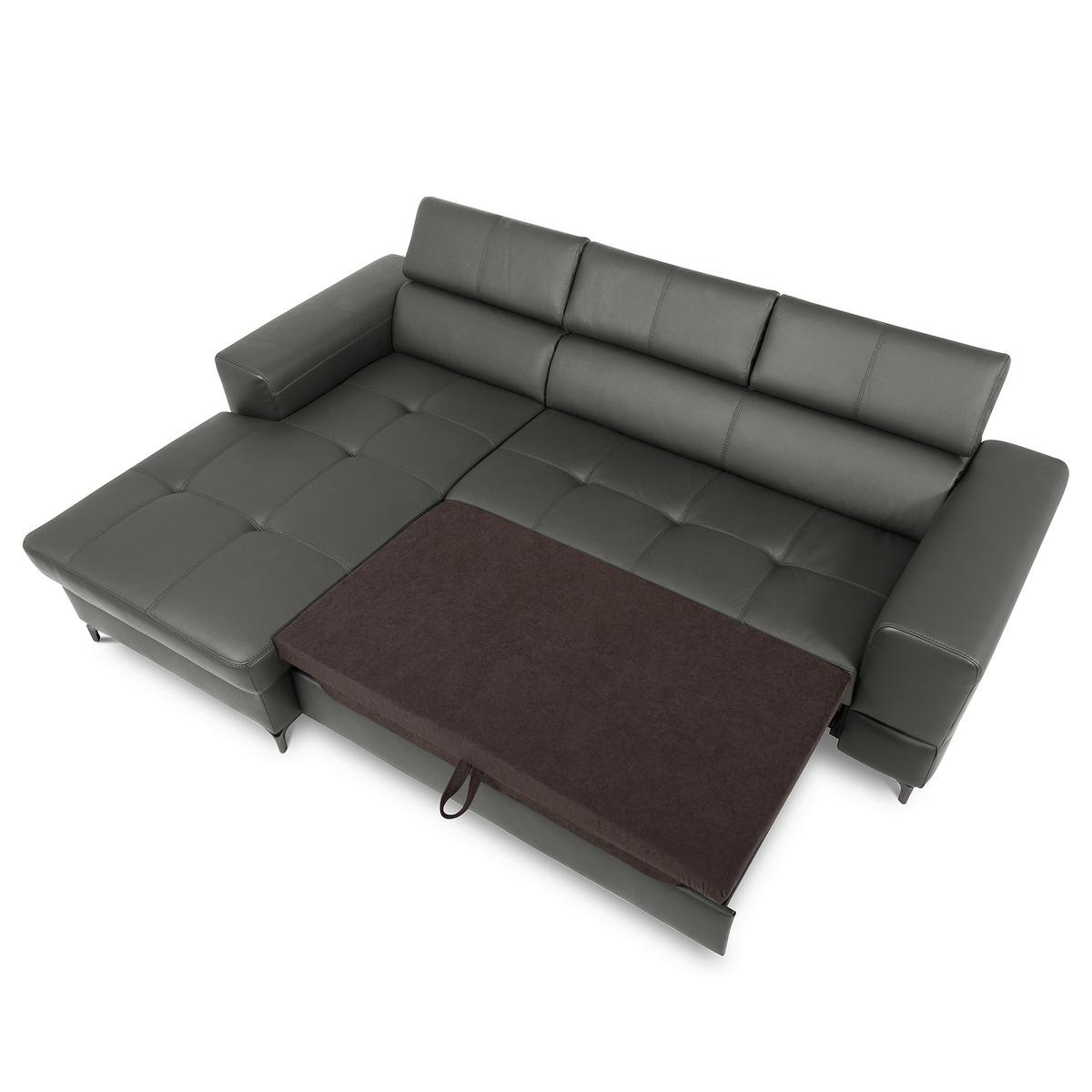 Ecksofa Torino Teilleder Anthrazit 173x247 - Anthrazit/Schwarz, Design, Leder/Textil (173/247cm) - Livetastic