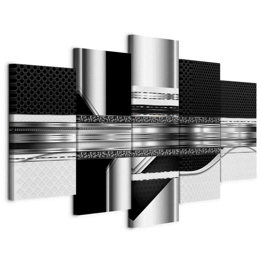 Leinwandbild Silver Cut Grau Schwarz B: 200 cm - Schwarz/Grau, Basics, Holzwerkstoff/Textil (200/100/1.2cm) - artgeist