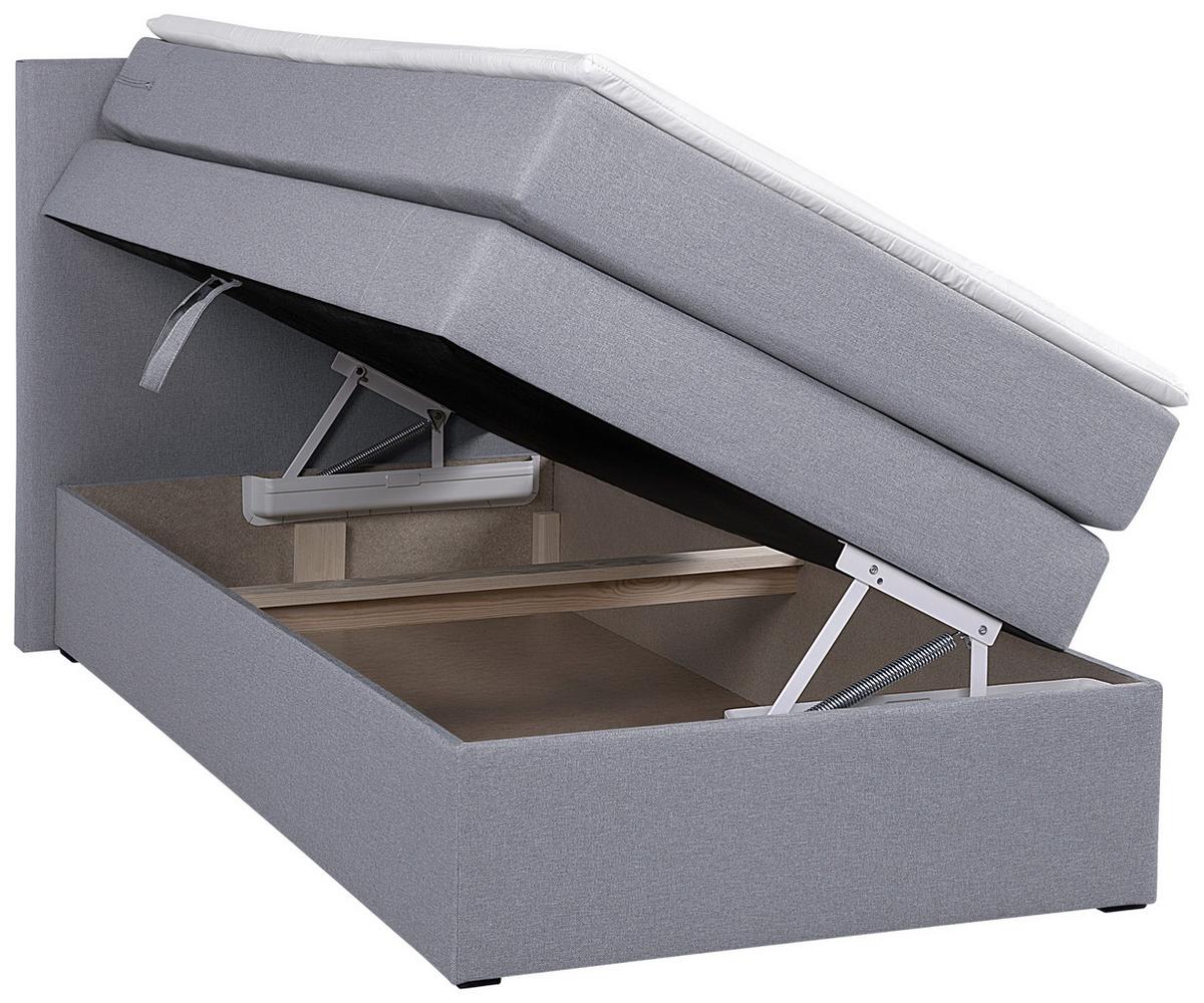 Boxspring postel 90x200cm,  sivá - šedá/barvy stříbra, Basics, kompozitní dřevo/textil (90/200cm)