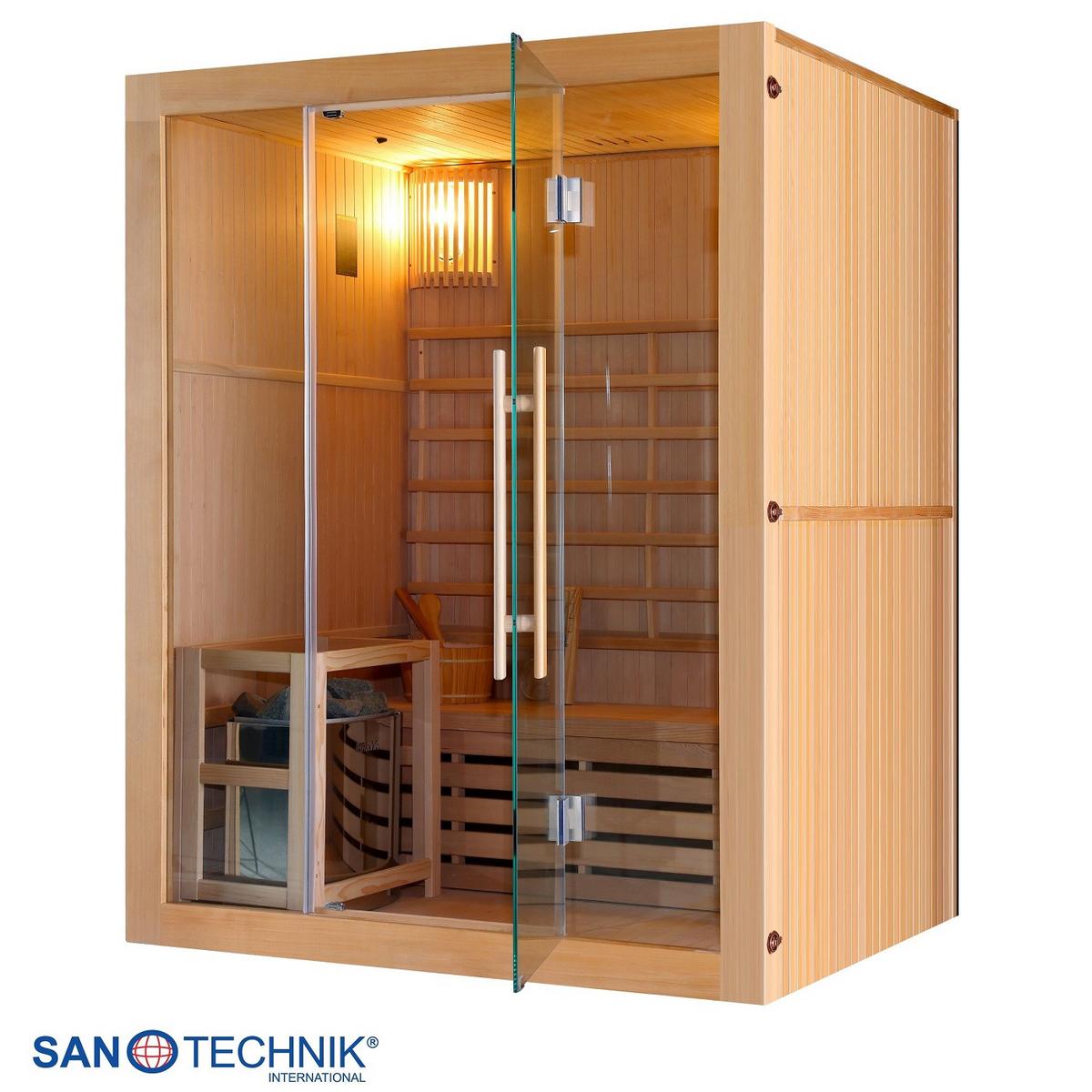 Finnische Sauna Riga int. Steuerung, 4,5-KW-Ofen - Basics, Holz (150/190/120cm)