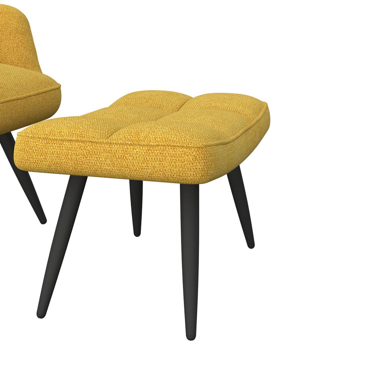 Ohrensessel Hanoi Webstoff gelb, B: 71 cm - Gelb/Schwarz, MODERN, Textil/Metall (71/98/83cm)