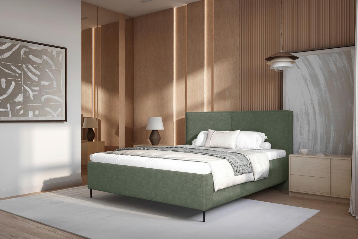 Polsterbett Hatton - Dunkelgrün/Schwarz, MODERN, Holz/Holzwerkstoff (140/200cm) - MID.YOU