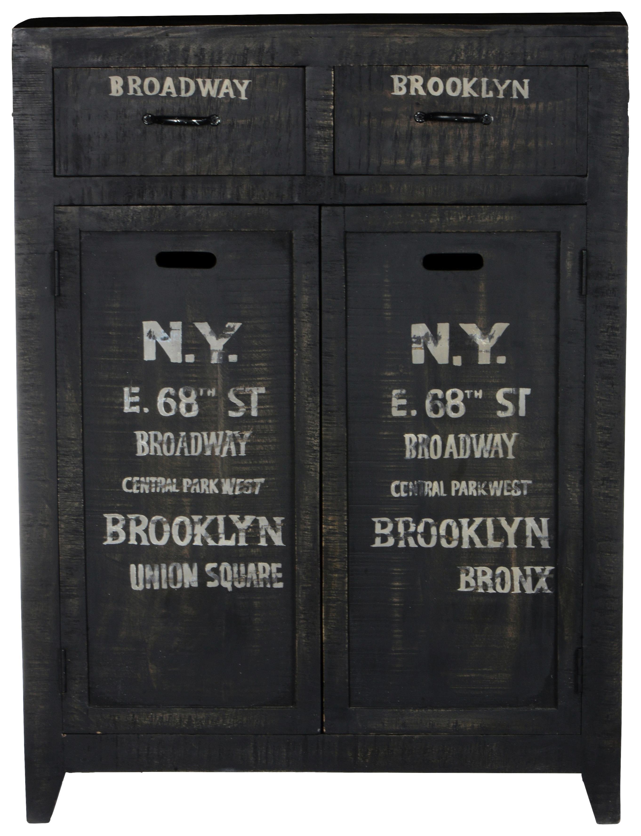 Highboard Palma B: 90 cm Mangoholz - Schwarz/Braun, Basics, Holz (90/120/35cm)