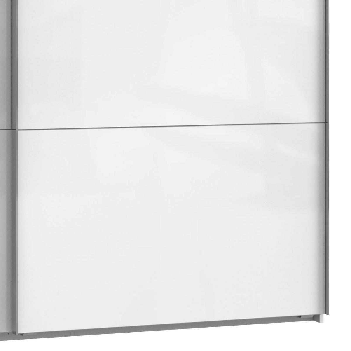 Skriňa s posuvnými dverami LEVEL 250 - biela s vysokým leskom/grafitová, Modern, kov/kompozitné drevo (250/216/65cm) - MID.YOU