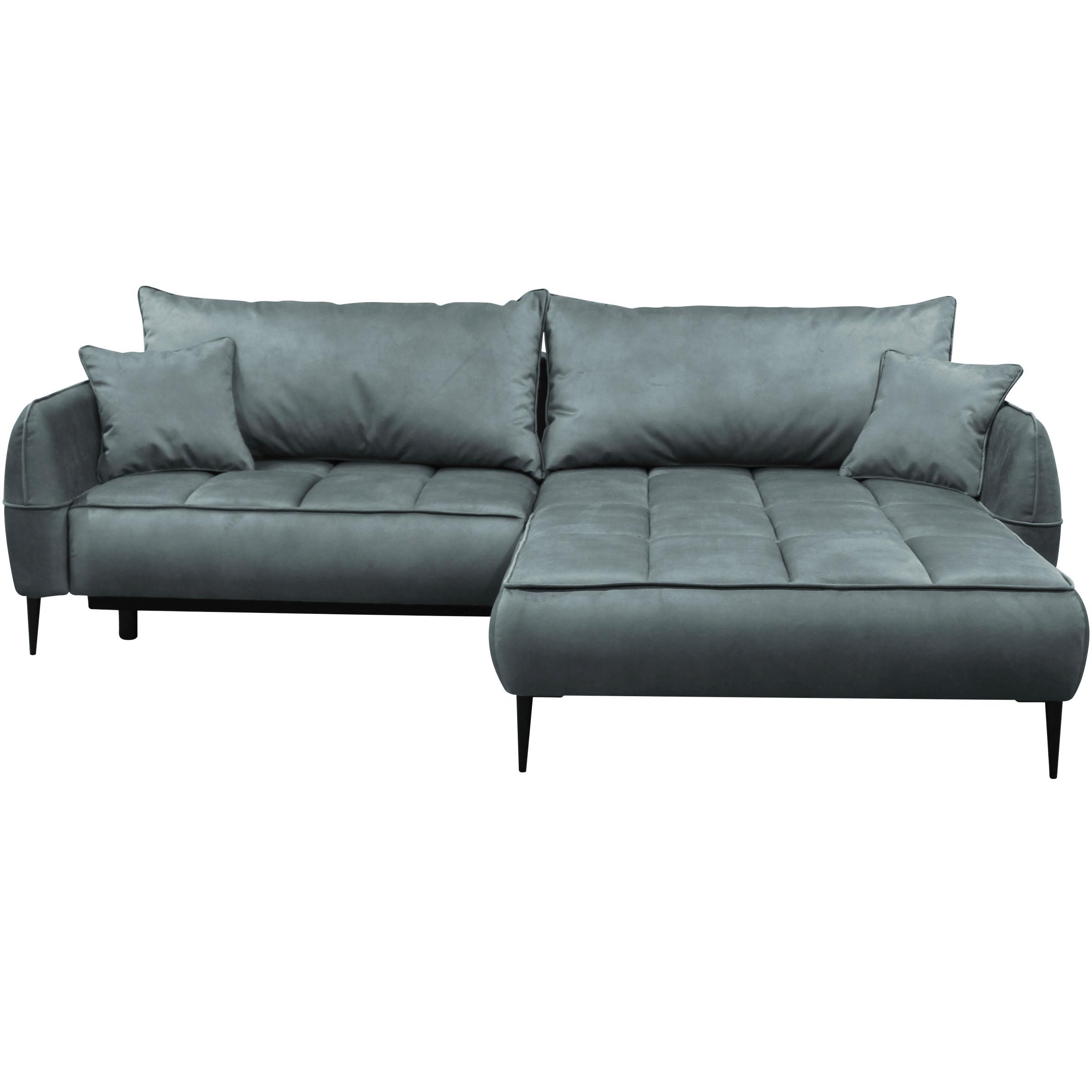 Ecksofa mit Bettkasten Letto 260x189 cm Velours Blau - Blau/Schwarz, Design, Textil (260/189cm) - MID.YOU