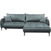 Ecksofa mit Bettkasten Letto 260x189 cm Velours Blau - Blau/Schwarz, Design, Textil (260/189cm) - MID.YOU