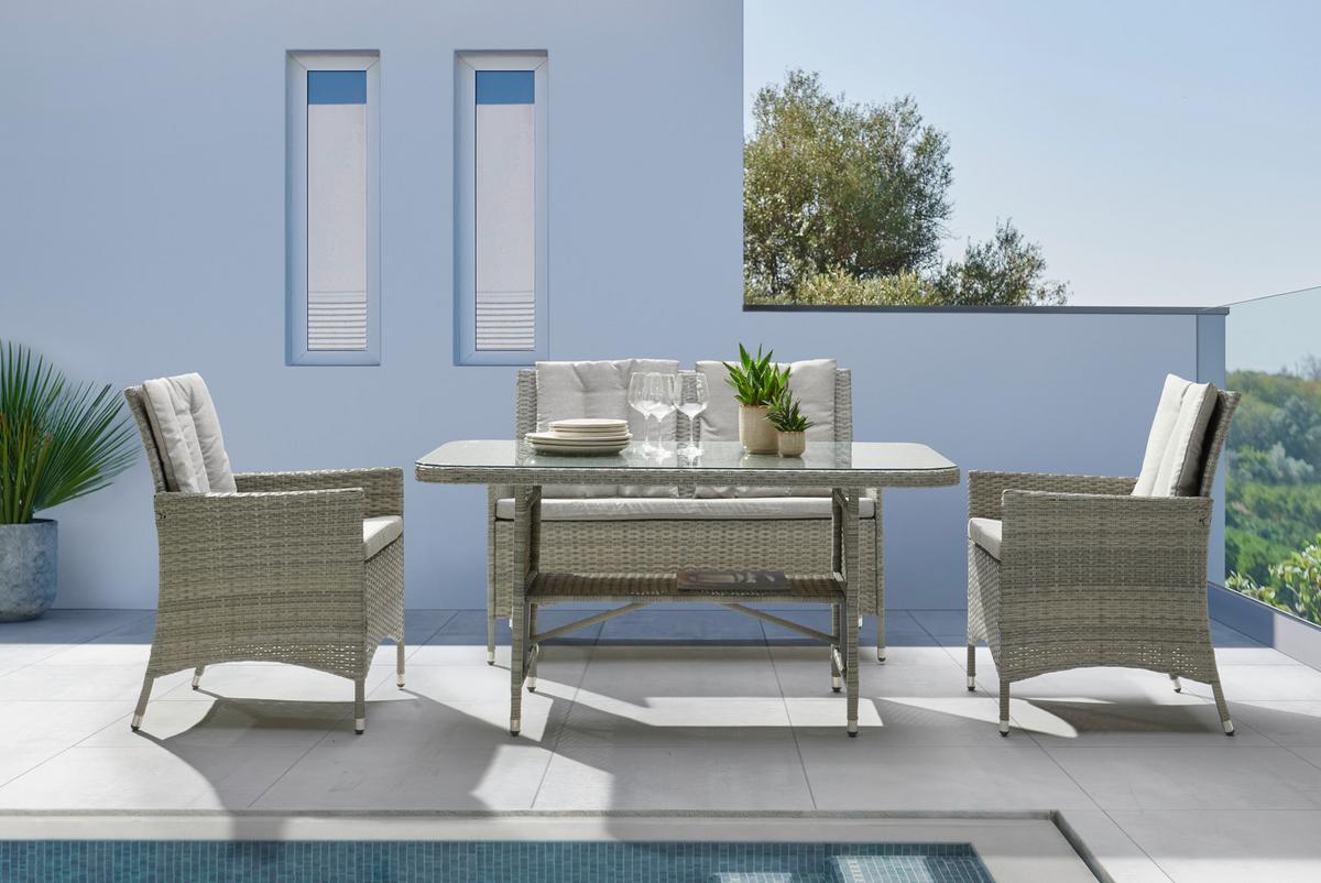 TERASOVÁ SEDACÍ SOUPRAVA MARGE - šedá, Moderní, kov/textil (262/129/88cm) - Modern Living