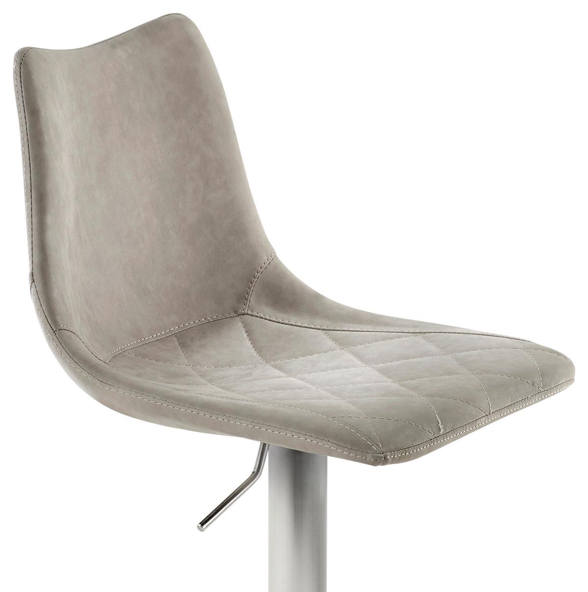 Tresenstuhl My Tobi Lichtgrau, höhenverstellbar und drehbar - Edelstahlfarben/Grau, KONVENTIONELL, Holz/Textil (43/85-110/50cm) - Livetastic