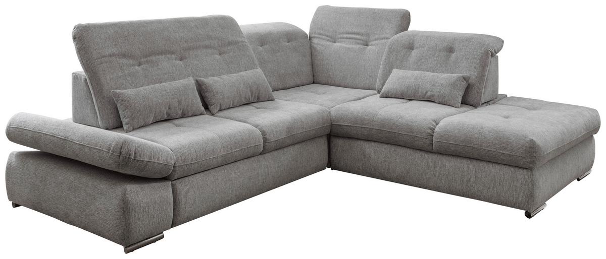 Ecksofa mit Schlaffunktion Dalida Silberfarben Chenille - Chromfarben/Silberfarben, Design, Textil (280/254cm) - Livetastic