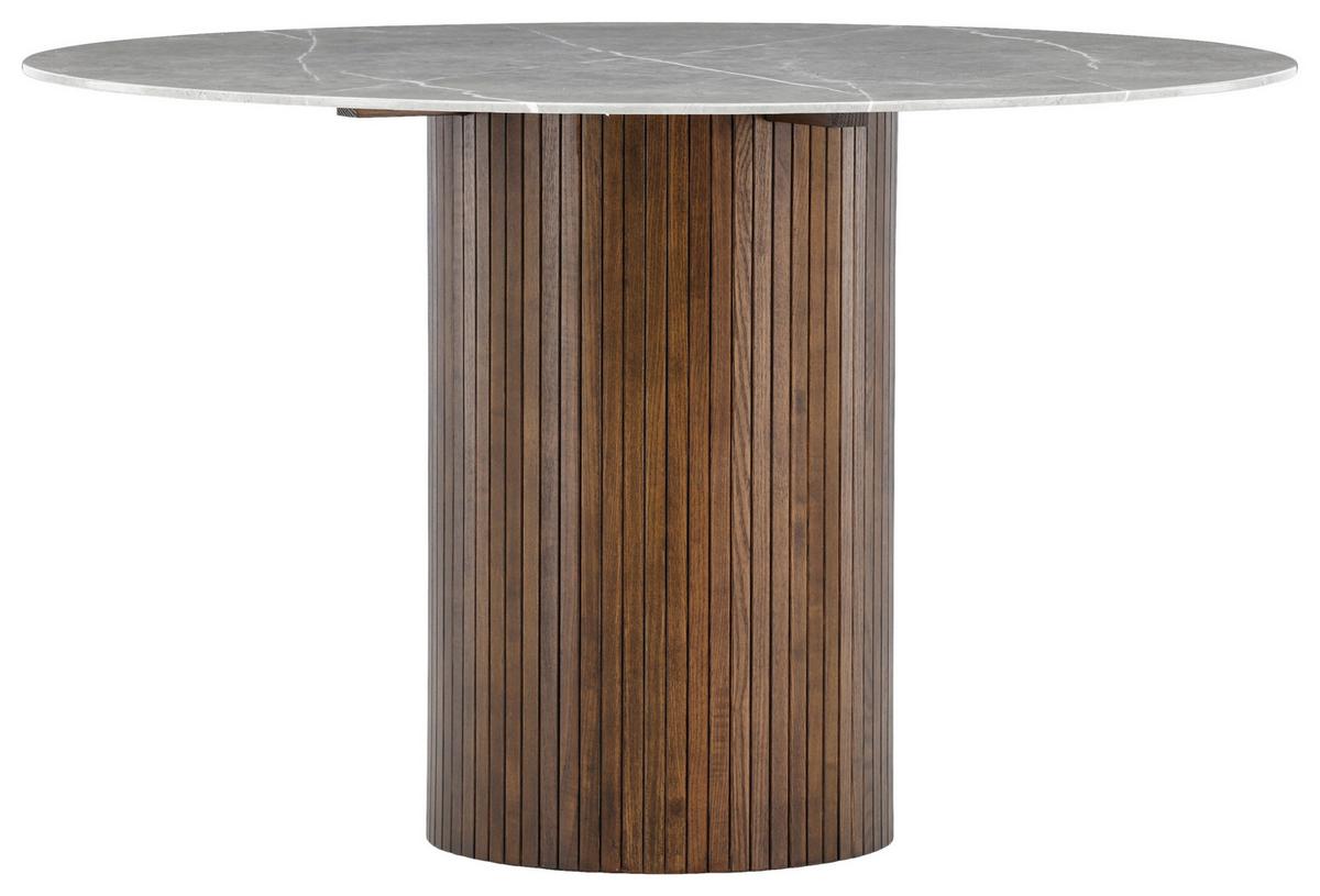 Esstisch Härön - Dunkelgrau/Braun, Design, Glas/Holz (120/120/74cm) - Livetastic