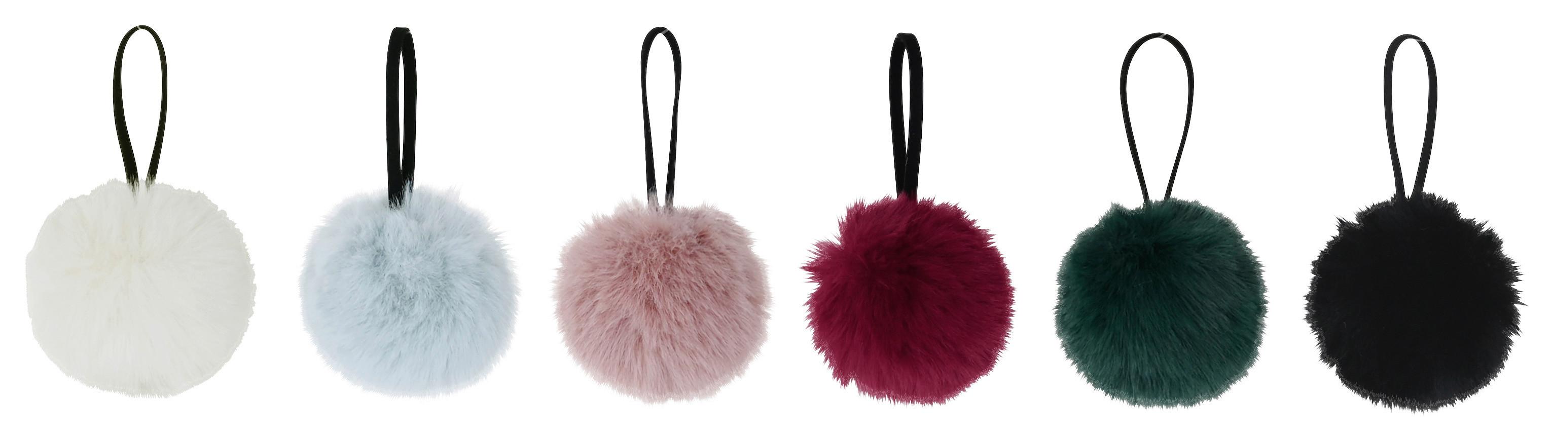 Závěsná dekorace FLUFFY - bílá/starorůžová, Moderní, textil (7cm) - Mömax
