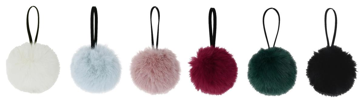 Závesná dekorácia FLUFFY - svetlomodrá/čierna, Modern, textil (7cm) - Mömax
