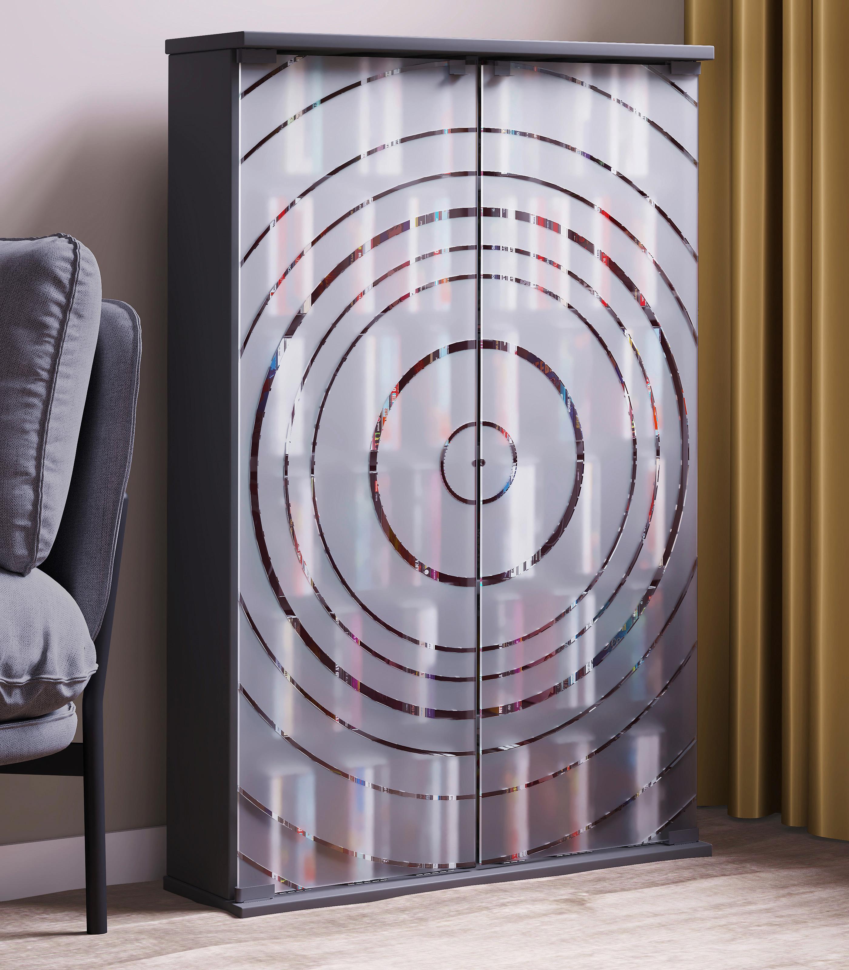CD-Regal Tilano Anthrazit B: 60 cm - Anthrazit, Design, Glas/Holzwerkstoff (60/92/18cm) - MID.YOU