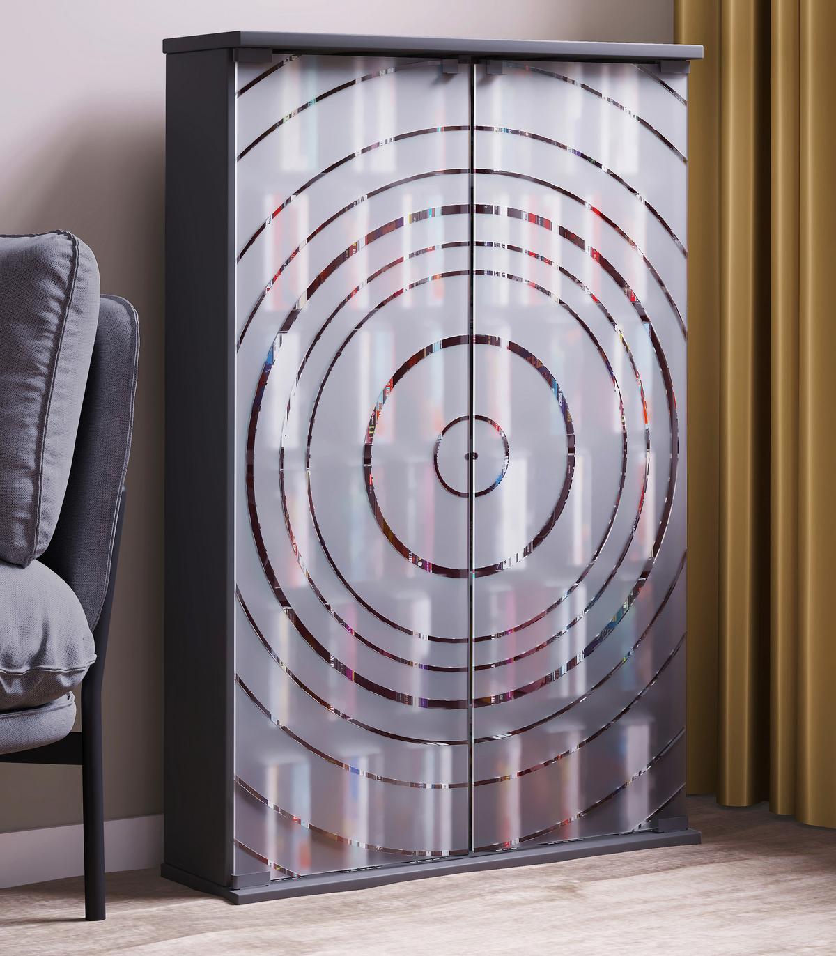 CD-Regal Tilano Anthrazit B: 60 cm - Anthrazit, Design, Glas/Holzwerkstoff (60/92/18cm) - MID.YOU