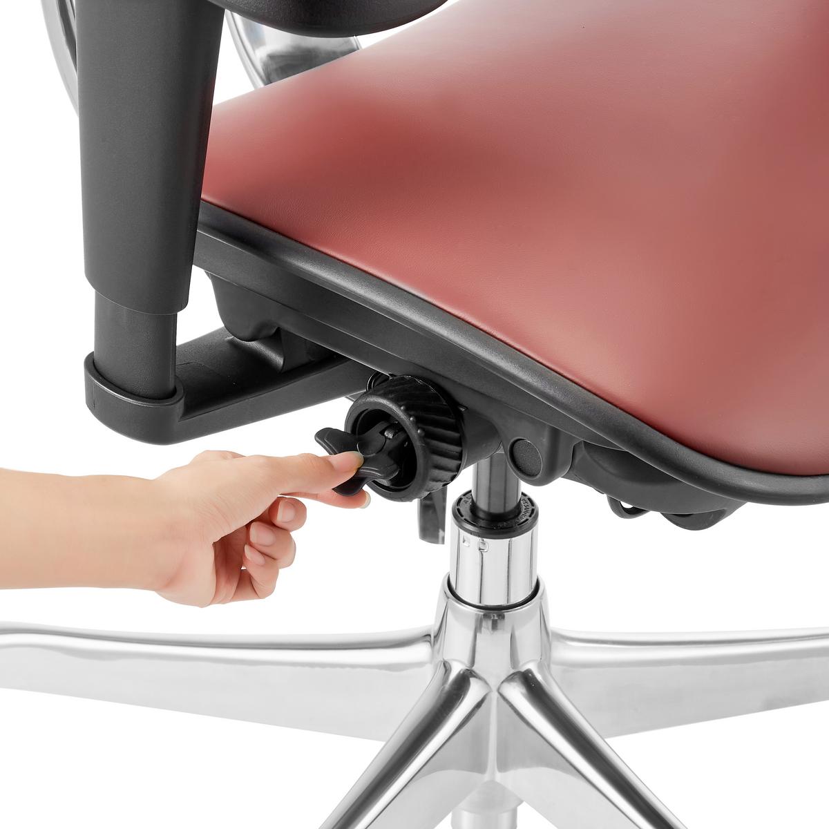 Drehstuhl Ergohuman Ultra Gen Schwarz/Weinrot B: 65cm - Weinrot/Silberfarben, MODERN, Leder/Kunststoff (65/132/60cm) - MID.YOU