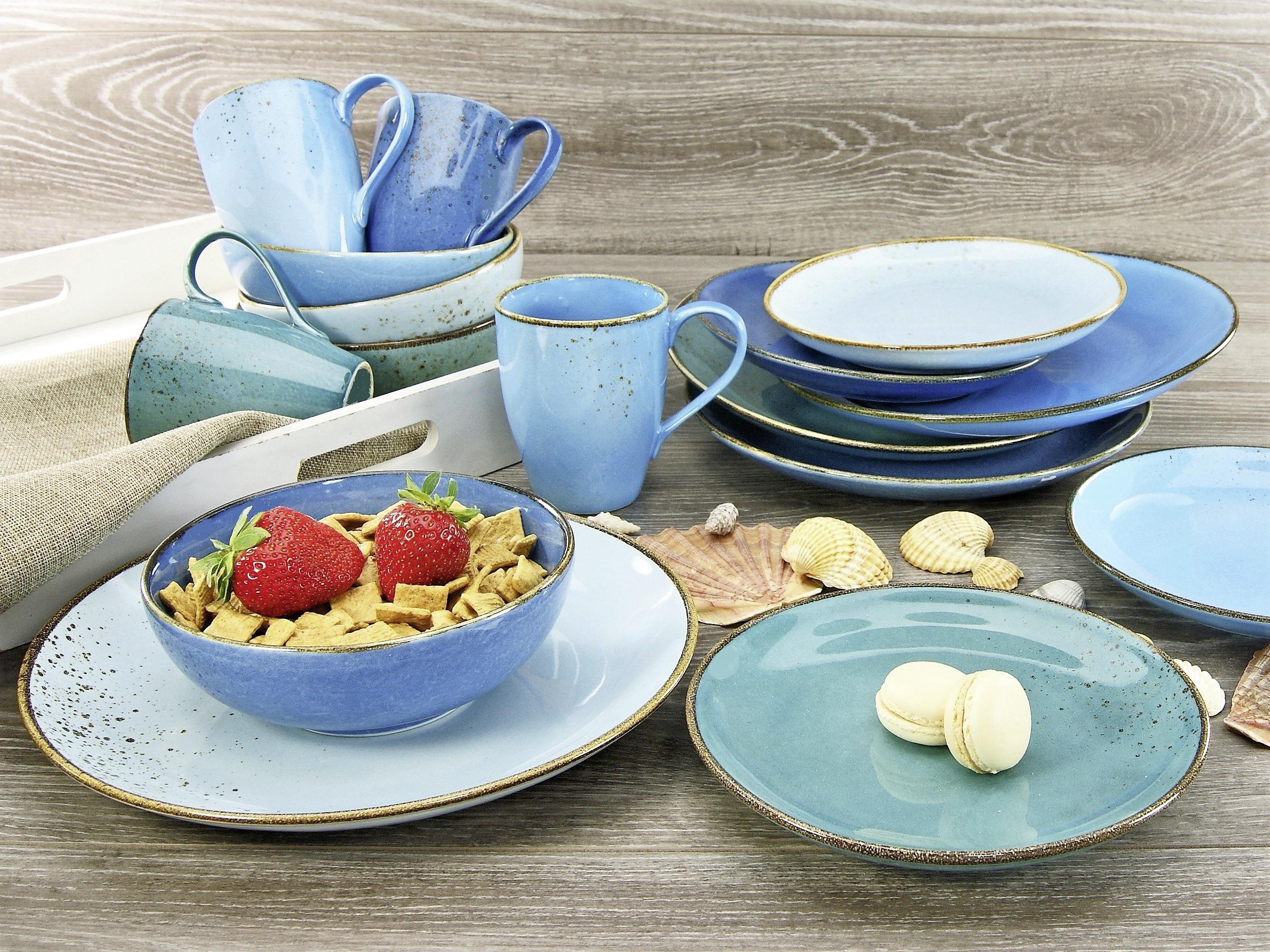 Komobinovaná souprava AQUA NATURE, 16-dílná - modrá, Basics, keramika (34/31,5/33cm) - Creatable