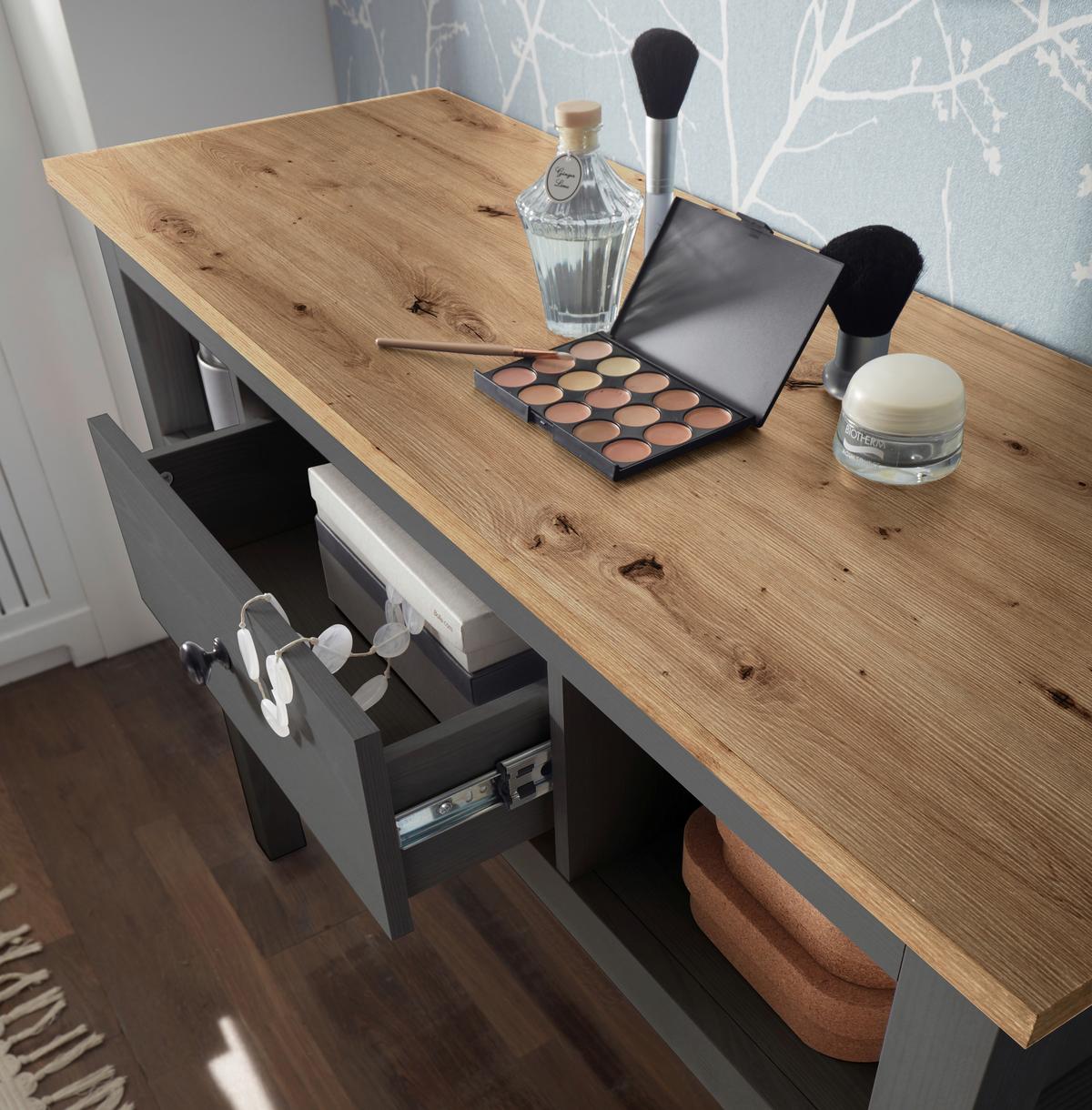 Schminktisch Bondy Eiche Dekor /graphit B: 114 Cm Mit Lade - Graphitfarben/Eiche Artisan, KONVENTIONELL, Holzwerkstoff (114/86/41cm) - MID.YOU