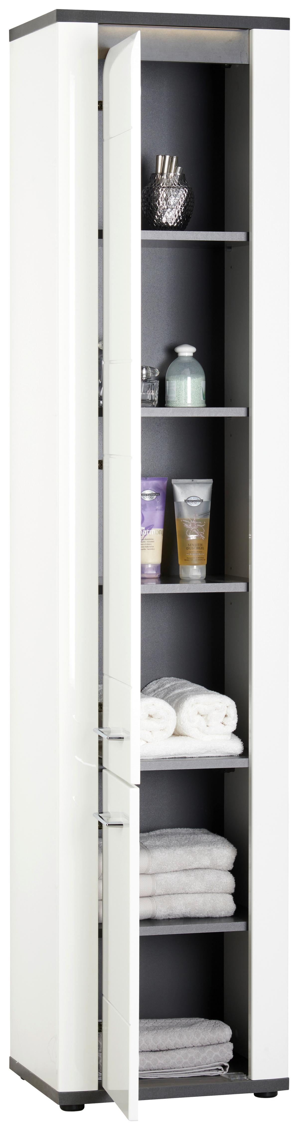 Hochschrank Mit Soft-Close + Led Alassio B: 42,4 cm, Weiß - Schwarz/Weiß, MODERN, Holzwerkstoff (42,4/190/33cm) - Luca Bessoni