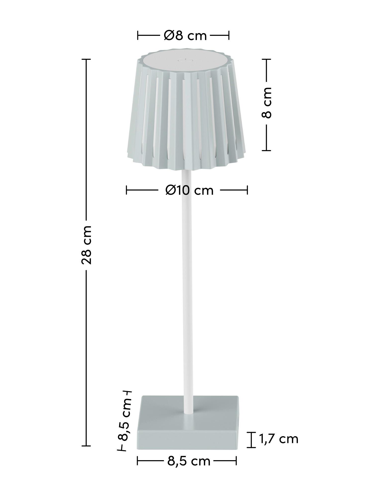 NABÍJATEĽNÁ STOLNÁ LAMPA PLISI - biela/šalviovozelená, Modern, kov/plast (10/28cm) - Mömax