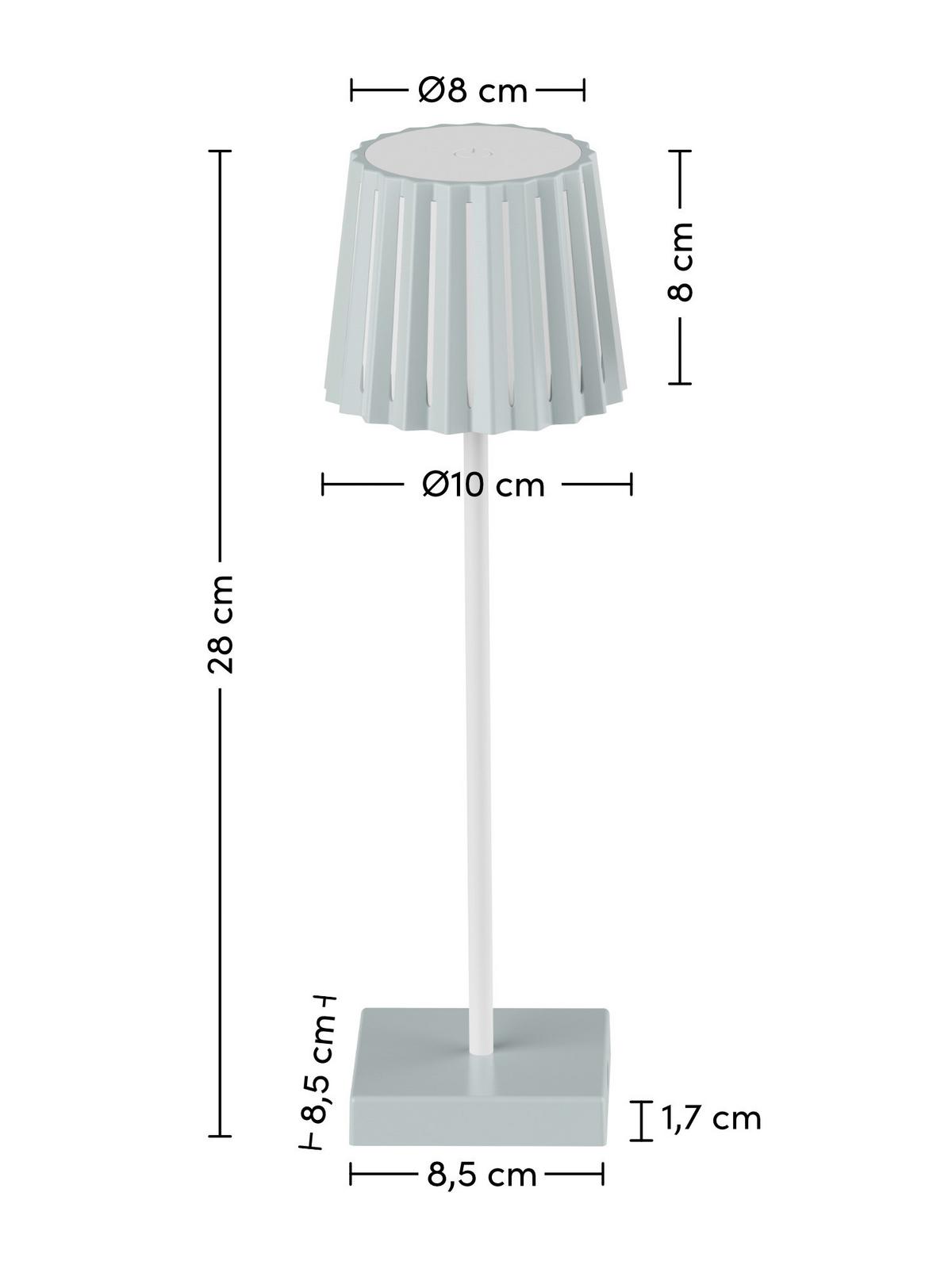 NABÍJATEĽNÁ STOLNÁ LAMPA PLISI - biela/šalviovozelená, Modern, kov/plast (10/28cm) - Mömax