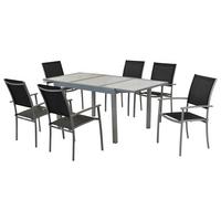 Gartenset Milano - Silberfarben/Schwarz, MODERN, Textil/Metall - Gardenson