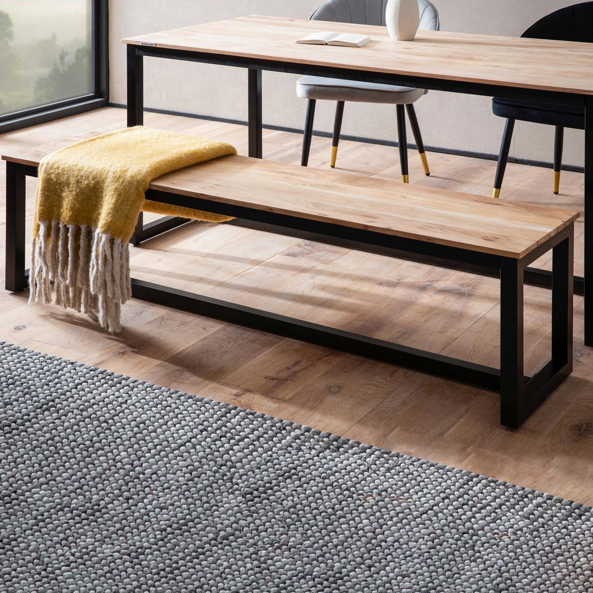 Sitzbank Holz Massiv  Akazie/ Schwarz Wl7.066 B: 160 cm - Schwarz/Akaziefarben, Design, Holz (160/45/40cm) - MID.YOU