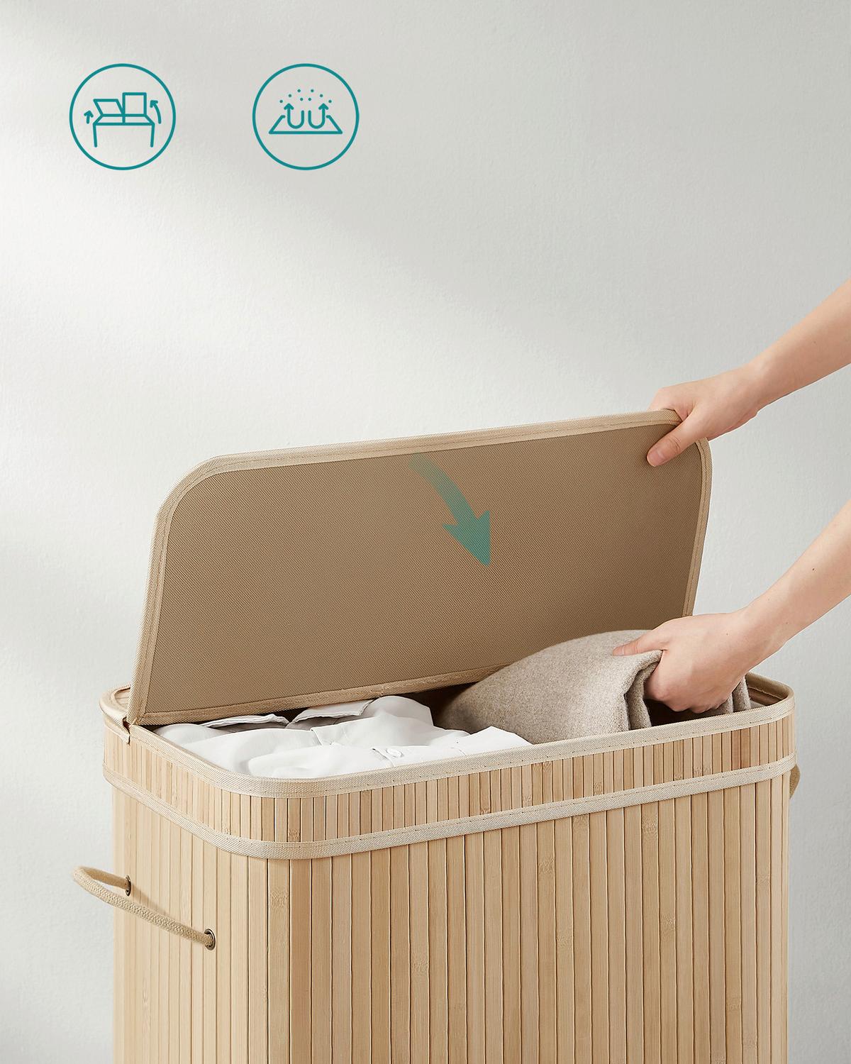 Wäschekorb Naturfarben B: 54,5 Cm - Naturfarben, Basics, Naturmaterialien/Holzwerkstoff (54,5/61/34,5cm)