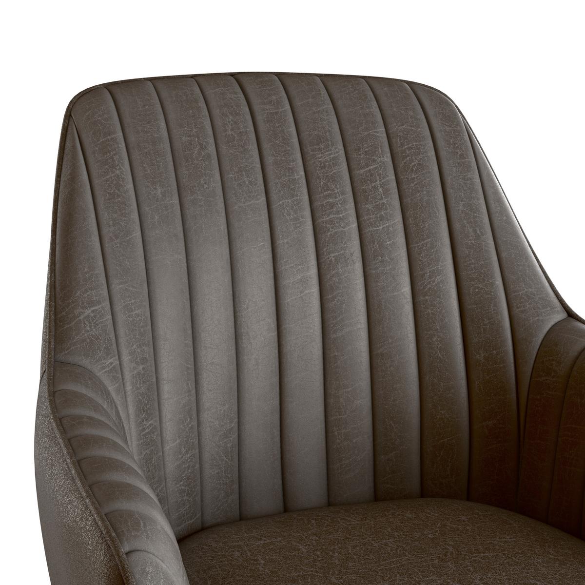 Stuhl Bella Webstoff Braun, 360° drehbar - Schwarz/Braun, KONVENTIONELL, Textil/Metall (63/90/61cm)
