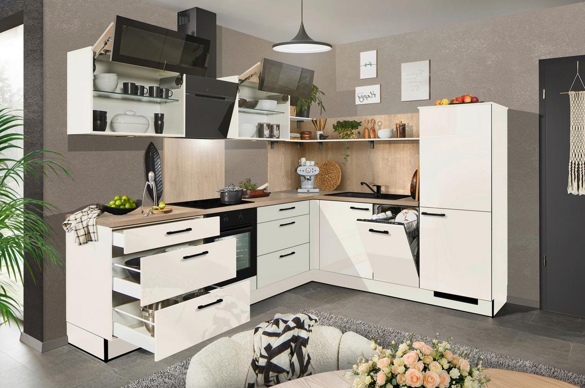 Eckküche Pn215/pn100 - Eichefarben/Magnolie, MODERN, Holzwerkstoff (285/230cm) - Pino