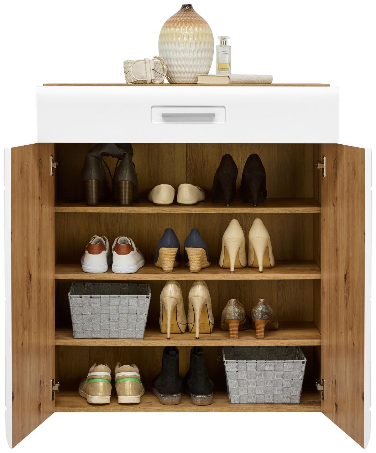 Garderoben-set Auris Weiß/eiche Dekor 5--Teilig. - Eichefarben/Weiß, MODERN, Holzwerkstoff (202/204,2/37,1cm) - Luca Bessoni