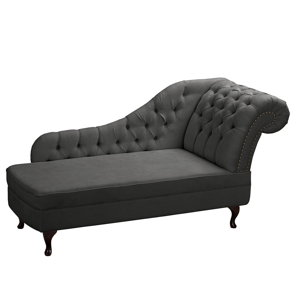 Récamiere Pako Dunkelgrau B: 185cm - Dunkelgrau/Braun, Design, Textil (185/93/75cm) - Livetastic