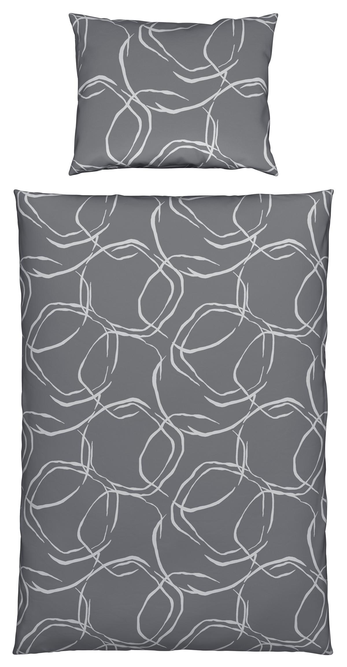 Bettwäsche Stones - Anthrazit, MODERN, Textil - Luca Bessoni