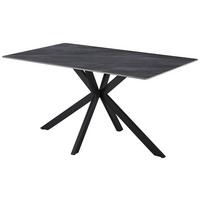 Esstisch Leon Keramik hellgrau, B: 140cm - Schwarz/Grau, Trend, Stein/Metall (140/90/75cm)