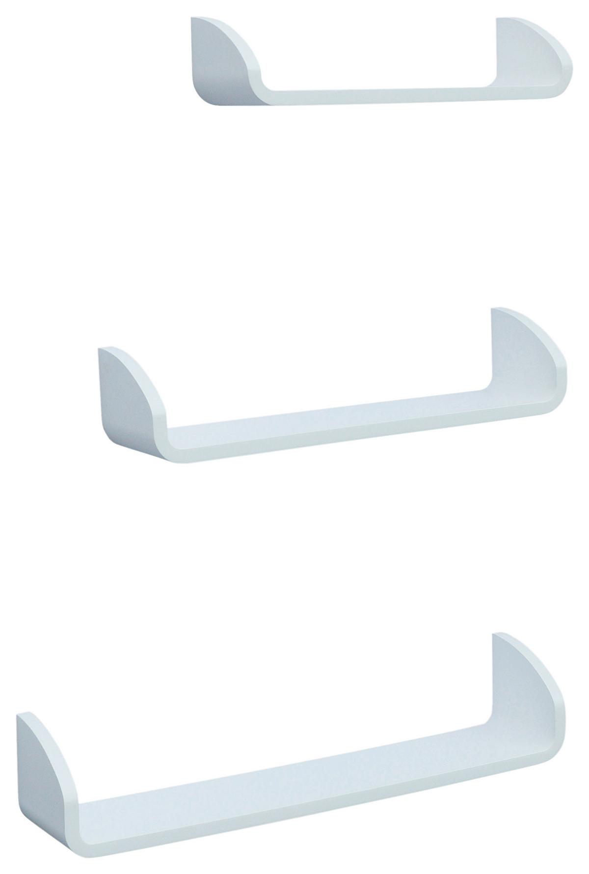 Wandboard Carlo 3er-Set B: 40 - 60 cm Weiß - Weiß, MODERN, Holzwerkstoff (60/50/40/12/10,5/9/12cm)