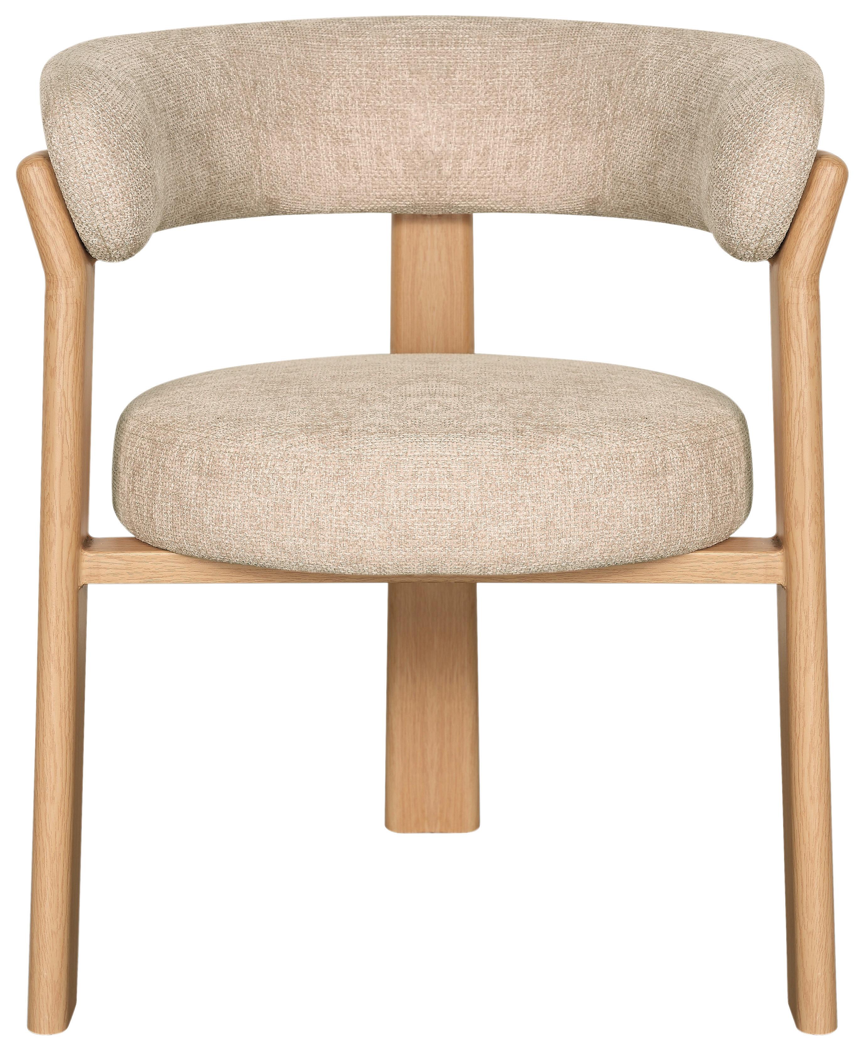 Armlehnstuhl Granada Beige B: 62 cm - Eichefarben/Beige, MODERN, Textil/Metall (62/74/56,5cm) - Livetastic