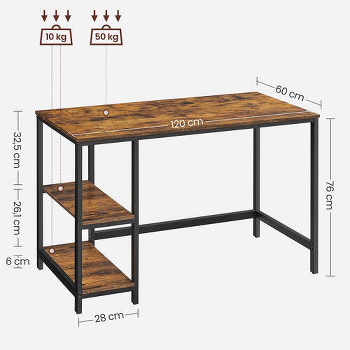 Písací stôl IRON - hnedá/čierna, Basics, kov/kompozitné drevo (120/60/75cm) - Boxxx